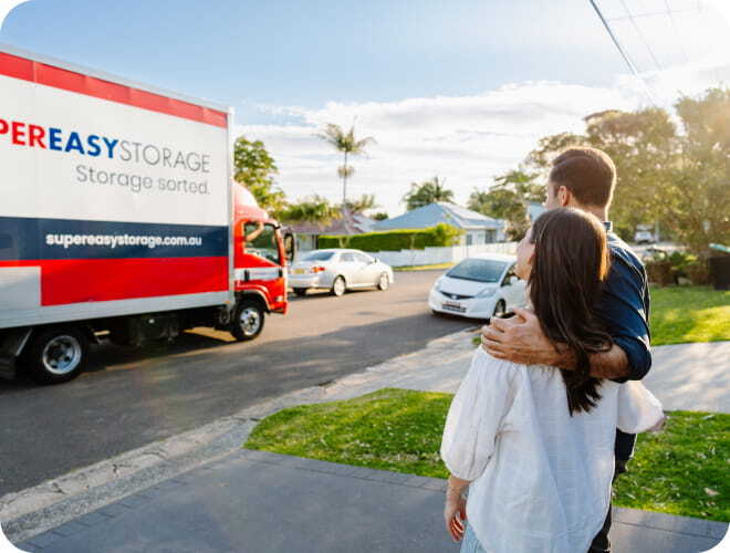 Moving truck arriving for a local or interstate move